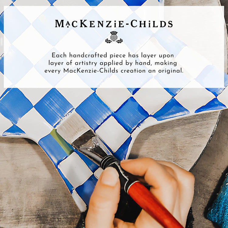 MACKENZIE-CHILDS Enamel Dipping Bowl, Small Serving Bowl for Entertaining, Blue-and-White Royal Check
