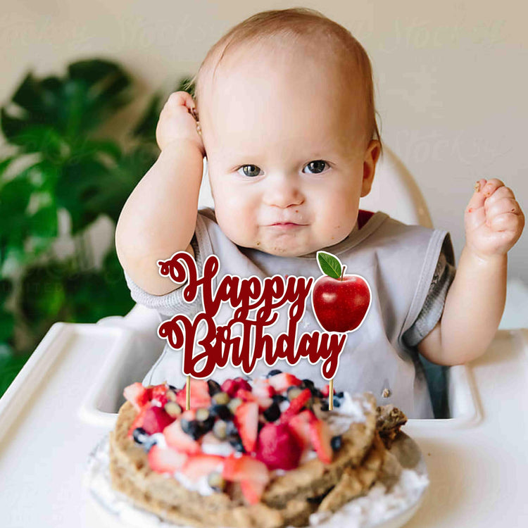 Apple Happy Birthday Cake Topper