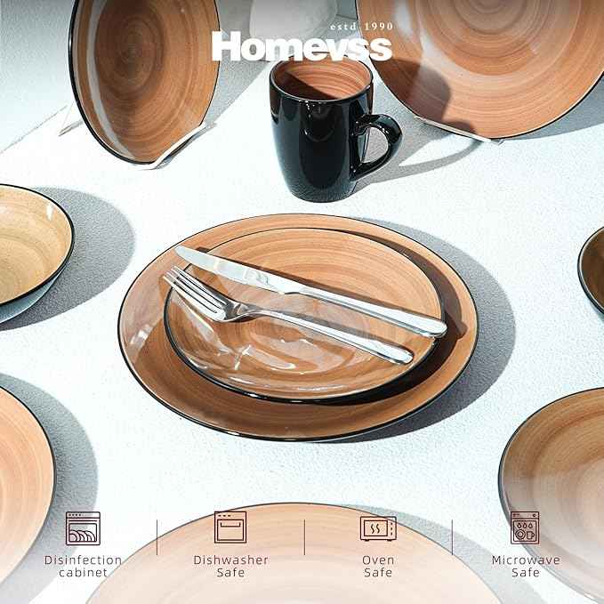 Stoneware Sonoma 16pc Dinnerware Set, Black + Speckled Spin Wash Mocha