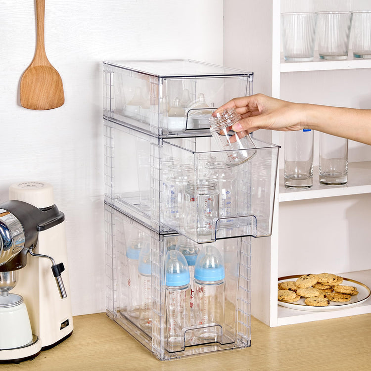 3 Pack Clear Stackable Storage Drawers (3 Count)