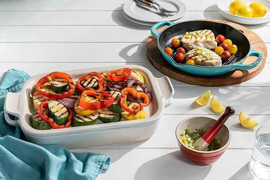 Le Creuset Stoneware Rectangular Dish with Platter Lid, 3 qt., White