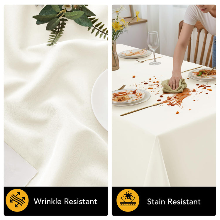 10 Pack Ivory Tablecloths for Rectangle Tables