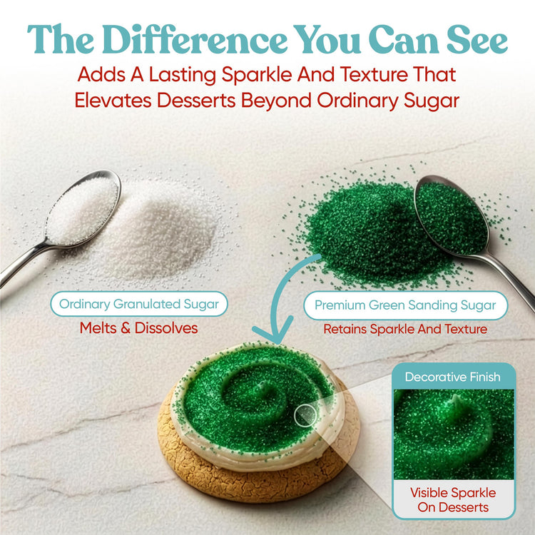 Green Sanding Sugar for Baking & Cookie Decorating (5 Ounce)