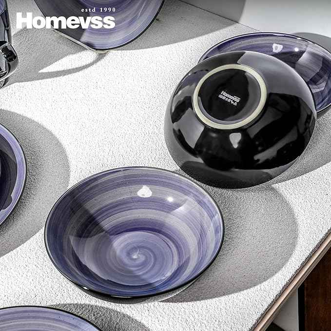 Stoneware Sonoma 16pc Dinnerware Set, Black + Speckled Spin Wash Cobalt Blue