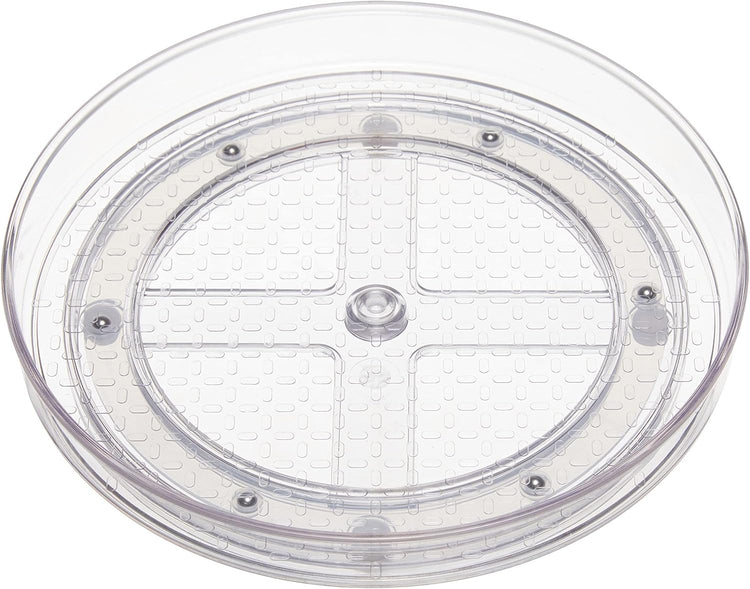 Amazon Basics 2 Tier Lazy Susan Turntable Organizer, 9" Diameter, 2-Pack, Clear
