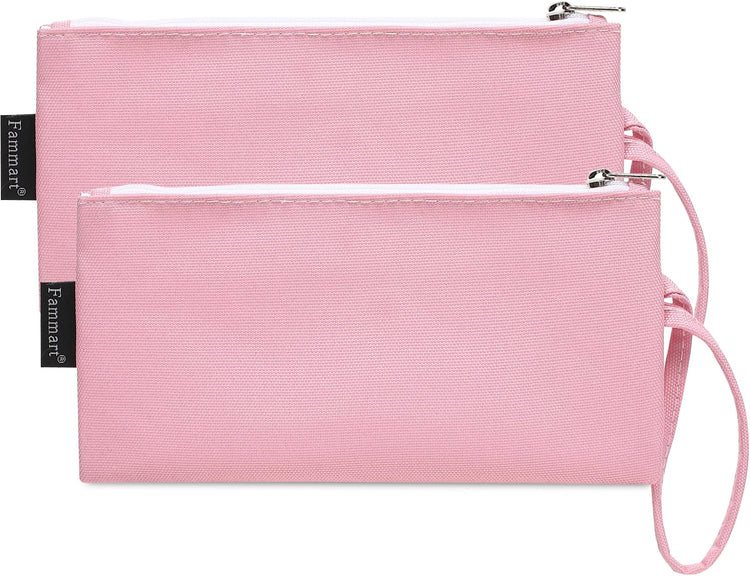 Reusable Sandwich Bag/Snack Bag for Kids & Adults, Dual Layer Lunch Bag with Handle, Washable, Food Safe, BPA Free (2-Pack, Pink)