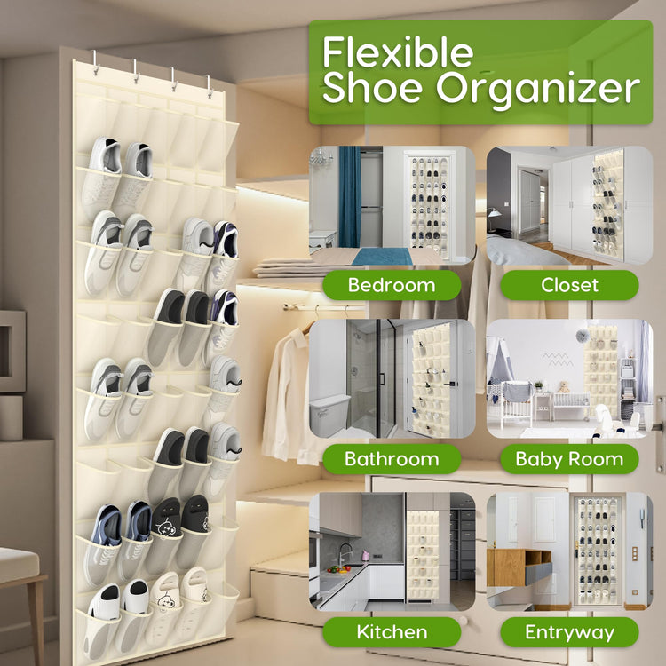 Over the Door Shoe Organizer with 40 Large Breathable Mesh Pockets