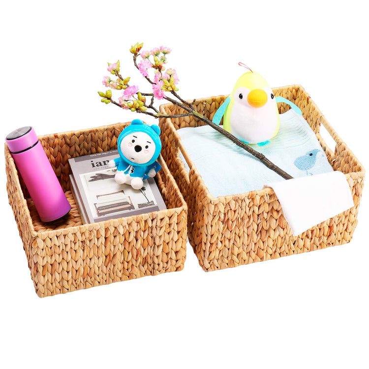 Water Hyacinth Storage Baskets for Organizing (2 Count)