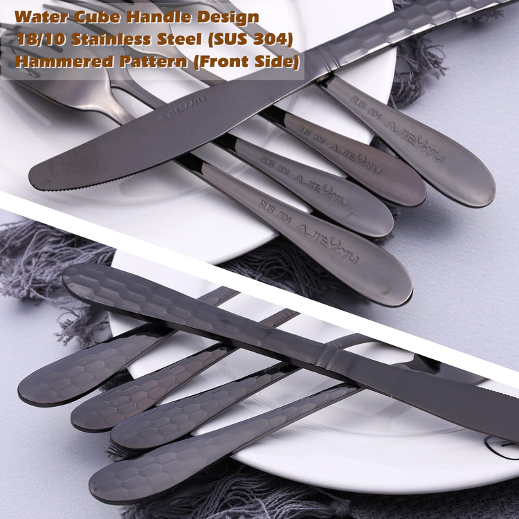 Hammered Silverware Set for 4