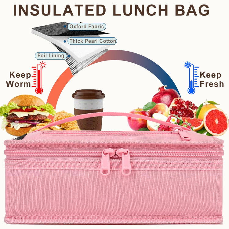 Small Insulated Lunch box Portable Soft Bag Mini Cooler Thermal Meal Tote Kit with Handle for Work & School