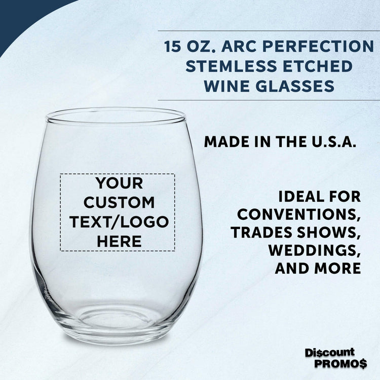 Custom Stemless Wine Glasses in Bulk by ARC Perfection (100 Count)