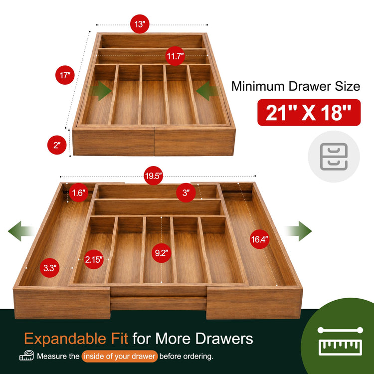 Large Premium Acacia Silverware Organizer