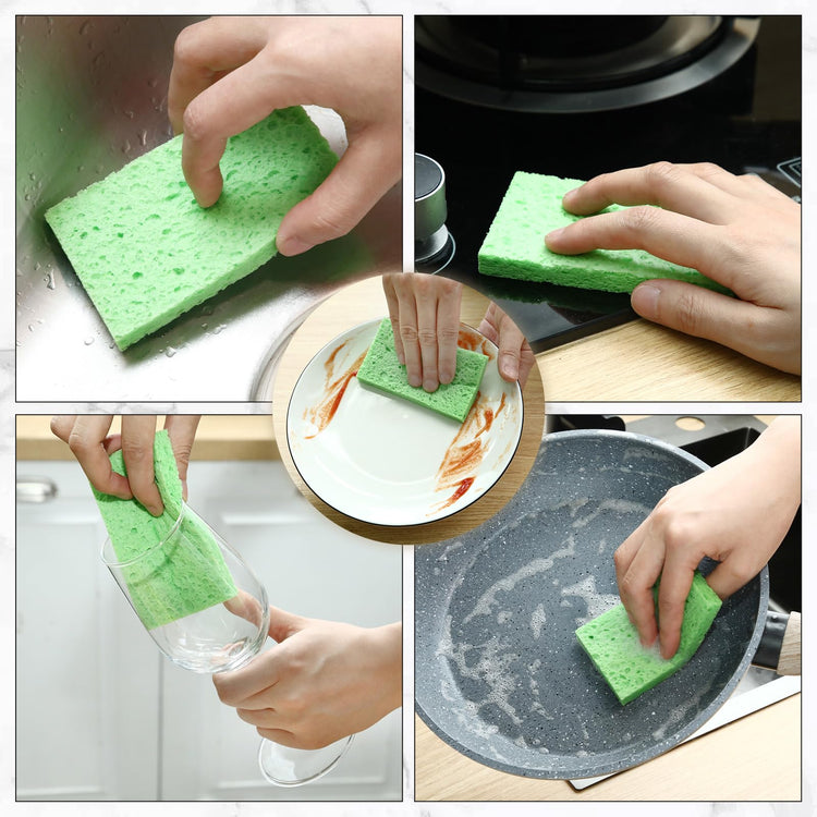 100 Pieces Compressed Wood Pulp Dish Sponges for Kitchen (100 Count)