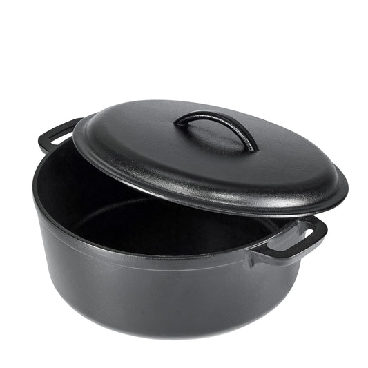 Pre Seasoned Cast Iron Dutch Oven Pot with Lid and Dual Handles