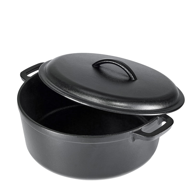 Pre Seasoned Cast Iron Dutch Oven Pot with Lid and Dual Handles