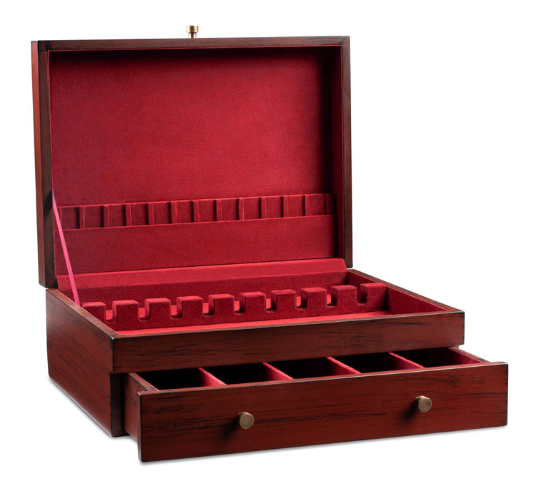Red Silverware Storage Box with Drawer