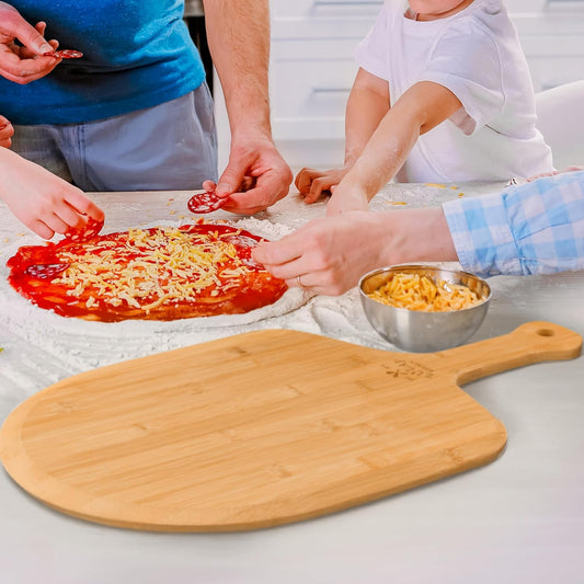 Zulay Kitchen Bamboo Pizza Peel – Medium 12” Wooden Pizza Paddle with Long Handle – Easy-Glide Beveled Edge for Baking, Transferring & Serving – Durable Pizza Board for Oven, Stone & Grill