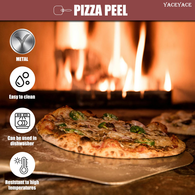 Metal Pizza Paddle with Cutter