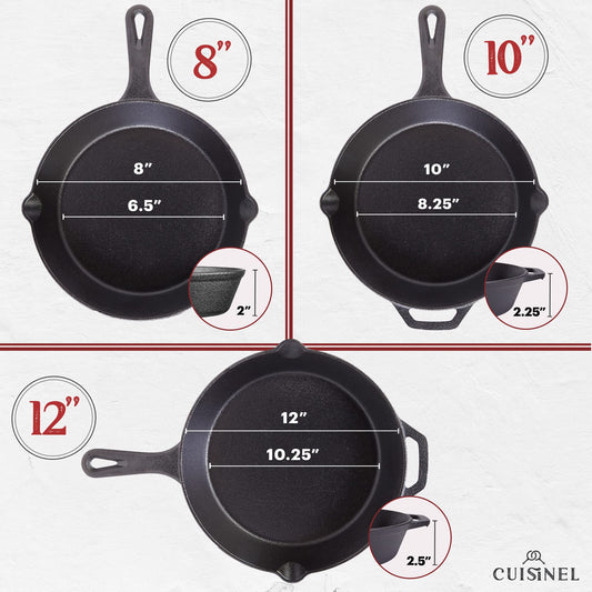 Cast Iron Skillets Set with Lids