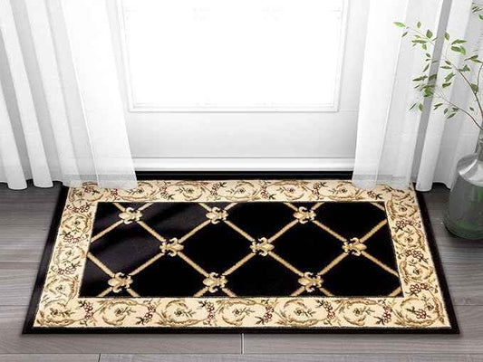 Well Woven Timeless Collection Fleur De Lis Black 2x4 Mat Luxurious Traditional French Aubusson Oriental Area Rug Perfect for Living Room Bedroom or Dining Room Easy-to-Clean Durable Design