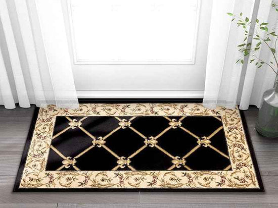 Well Woven Timeless Collection Fleur De Lis Black 2x4 Mat Luxurious Traditional French Aubusson Oriental Area Rug Perfect for Living Room Bedroom or Dining Room Easy-to-Clean Durable Design