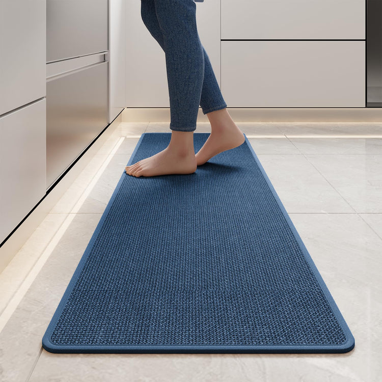 Long Kitchen Runner Rugs Kitchen Mat Non Slip Washable Blue 17"x59"