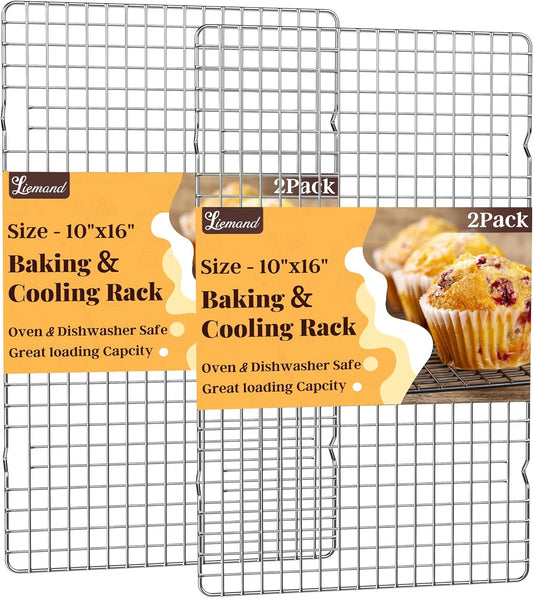 Cooling Racks for Cooking and Baking - 2 PCS 10" x 16" Grid Wire Baking Rack for Oven Cooking, Baking, Grilling, Roasting -Dishwasher Safe Bacon Rack- Fits Half Sheet Cookie Pan - Nestoria