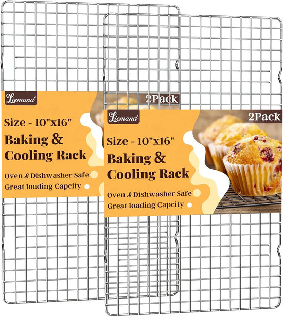 Cooling Racks for Cooking and Baking - 2 PCS 10" x 16" Grid Wire Baking Rack for Oven Cooking, Baking, Grilling, Roasting -Dishwasher Safe Bacon Rack- Fits Half Sheet Cookie Pan - Nestoria