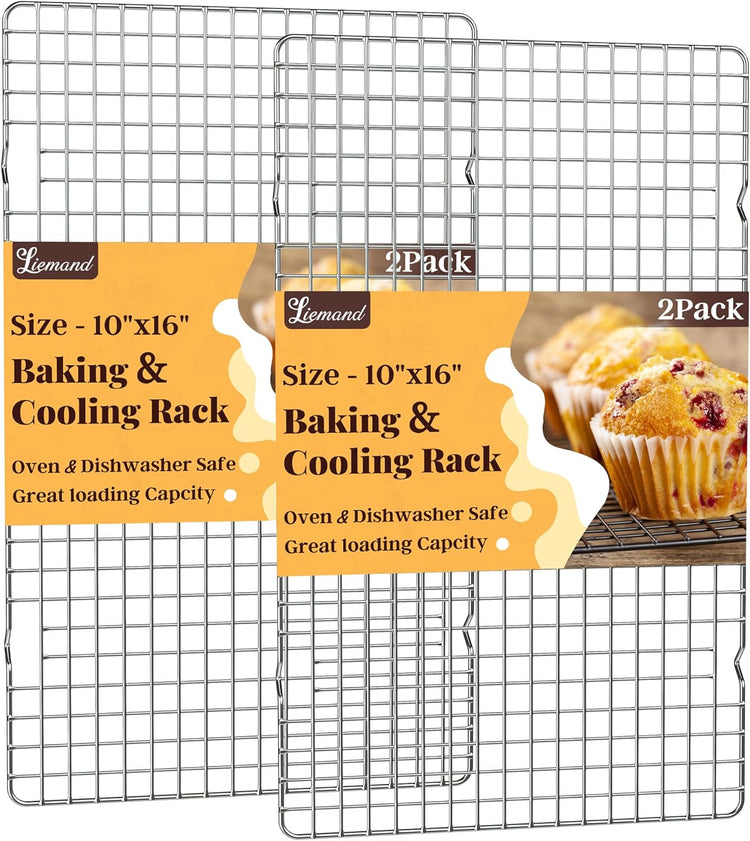 Cooling Racks for Cooking and Baking - 2 PCS 10" x 16" Grid Wire Baking Rack for Oven Cooking, Baking, Grilling, Roasting -Dishwasher Safe Bacon Rack- Fits Half Sheet Cookie Pan - Nestoria
