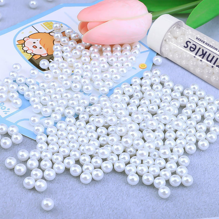 Edible Pearl Sugar Sprinkles White Candy Pearls Baking Decorations 10mm (4.58 Ounce)