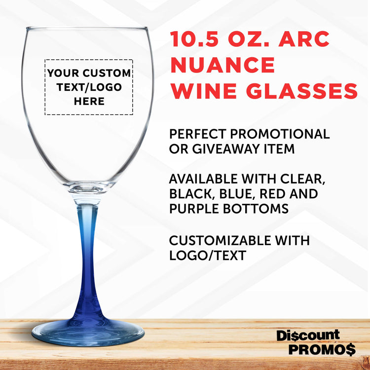 Custom Nuance Wine Glasses by ARC 10.5 oz. Set of 10 (100 Count)