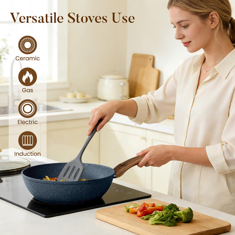Blue Pots and Pans Set Non Stick