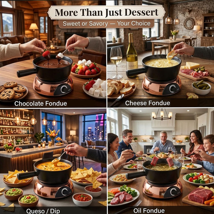 Electric Dip Warmer & Fondue Pot with Adjustable Temperature