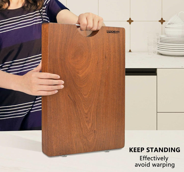 Real Solid Wood Cutting Board- Single Piece Wooden Cutting Board No Splicing&Glue, Sapele Wood Cutting Boards Of 17.7 * 11.8 * 1.2in Heavy Duty