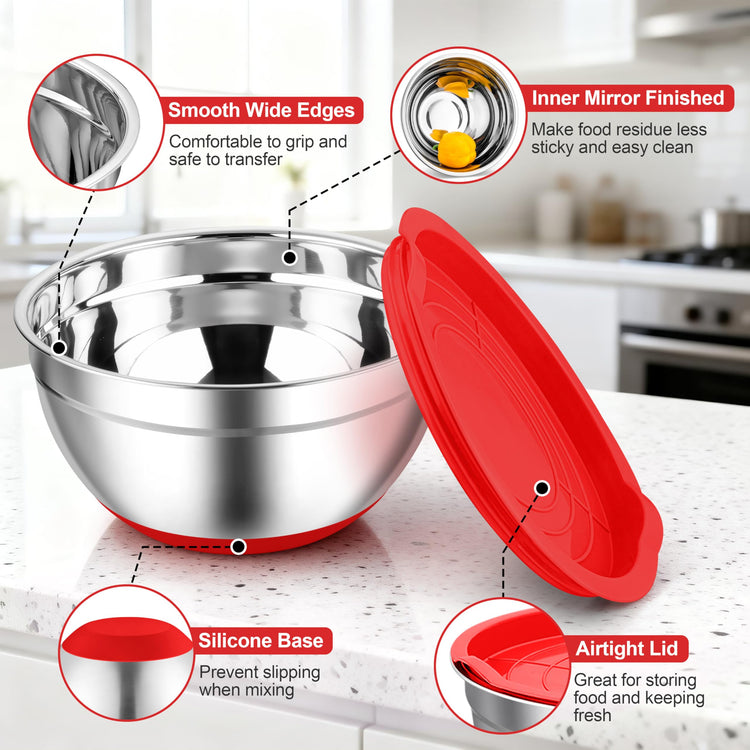 Mixing Bowls Stainless Steel Salad Bowls with Lids