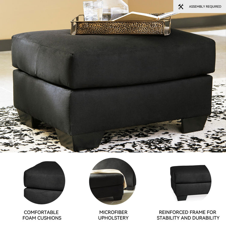 Black Microfiber Ottoman