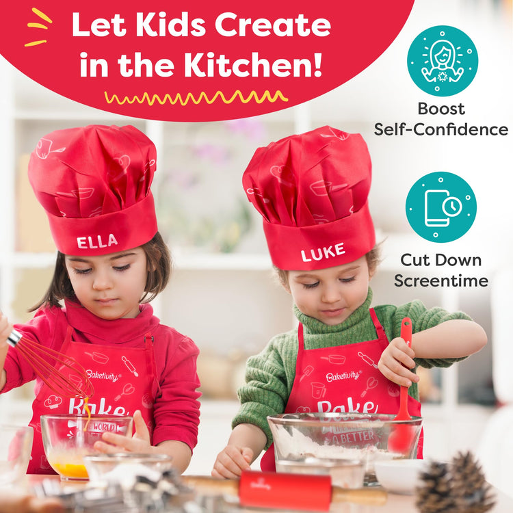 Adjustable Kids Chef Hat & Apron for Boys & Girls (7 Count)