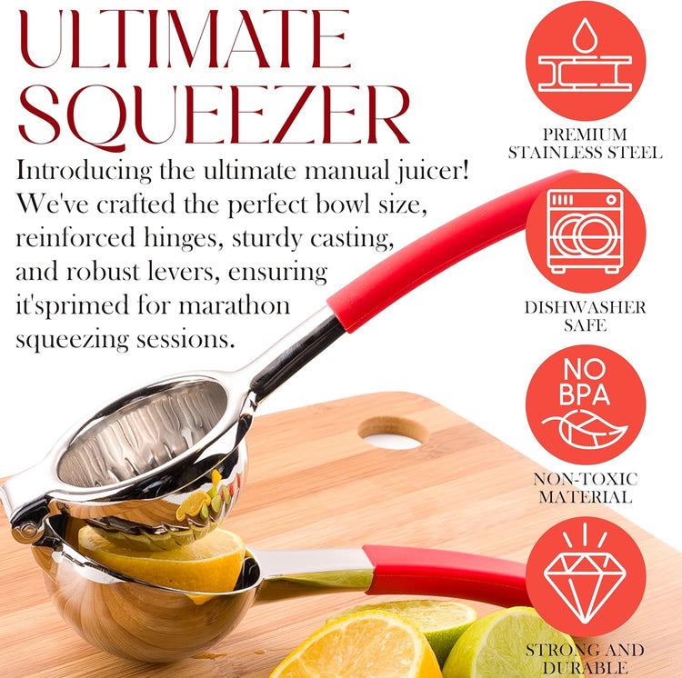 Bellemain Citrus Juicer | Metal Lemon Squeezer | Lime and Lemon Juicer Stainless Steel with Silicone Handles | Manual Juicer, Citrus Squeezer, Hand Held Juicer | Bar Juicer for Bartender Accessories