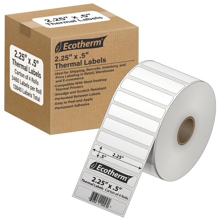 2.25" x .5" Thermal Labels (13840 Count)