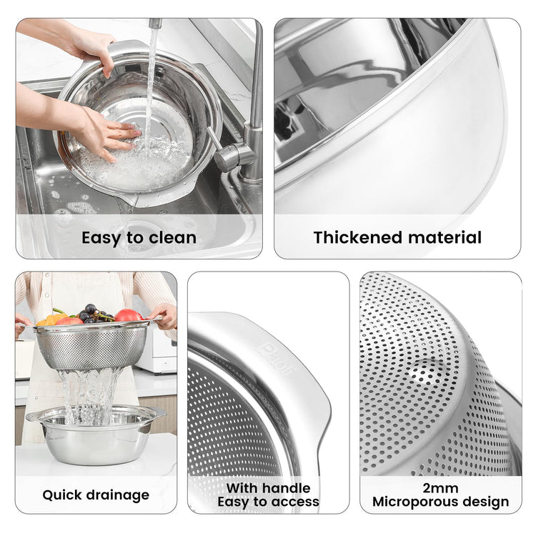 304 Stainless Steel Fine Mesh Colander Set (2 Count)