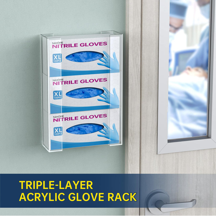 3 Tier Clear Acrylic Glove & Tissue Box Holder Dispenser