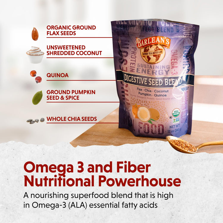 Organic Digestive Seed Blend Fiber Supplement with Whole Chia (12 Ounce)