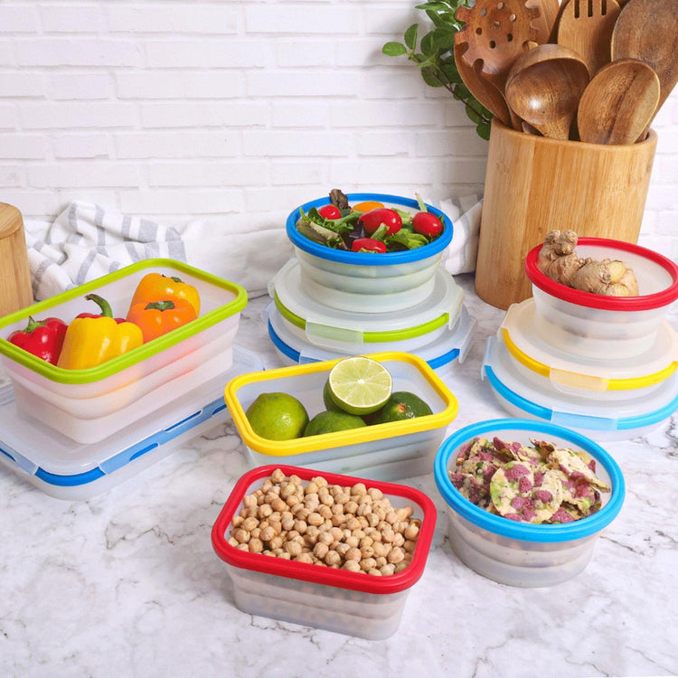 Collapsible Food Storage Containers with Lids