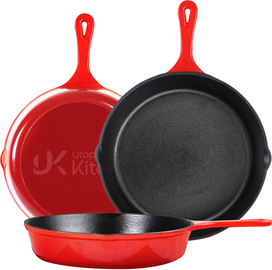 Cast Iron Skillet Set 3 Piece 6 8 10 Inch PFAS (3 Count)