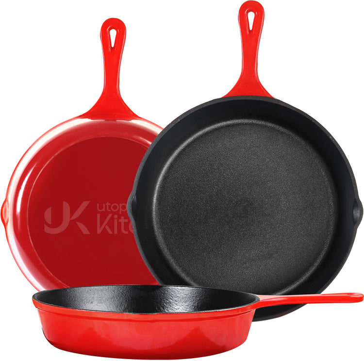 Cast Iron Skillet Set 3 Piece 6 8 10 Inch PFAS (3 Count)