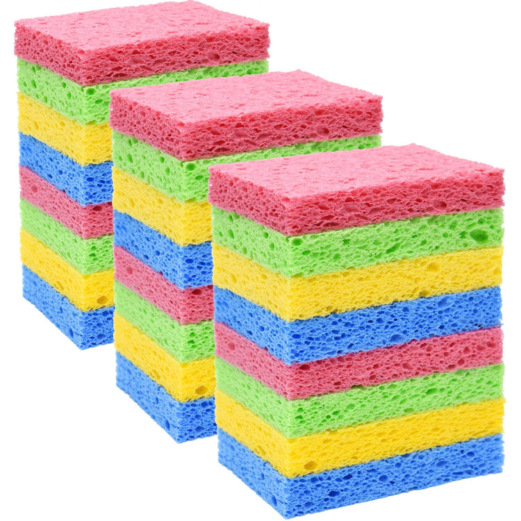 24 Pack Kitchen Sponges Natural Cellulose Compressed Sponges for Cleaning Reusable Dish Sponge Kitchen Non (24 Count)