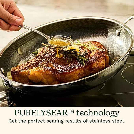 Cuisinart FusionPlus Hybrid Nonstick Stainless Steel Cookware, 10.25-Inch Deep Fry Pan Skillet with Cover, PFAS-Free PURELYSEAR Ceramic Technology, Scratch Proof, Cool Grip Handles, Dishwasher Safe