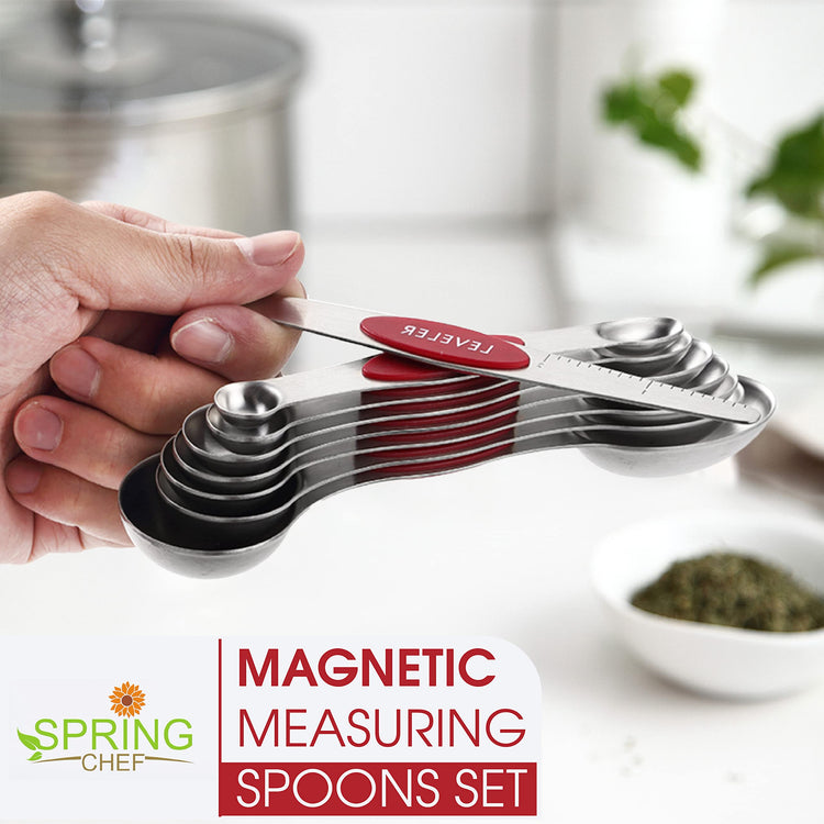 Stainless Steel Magnetic Measuring Spoons Set of 8