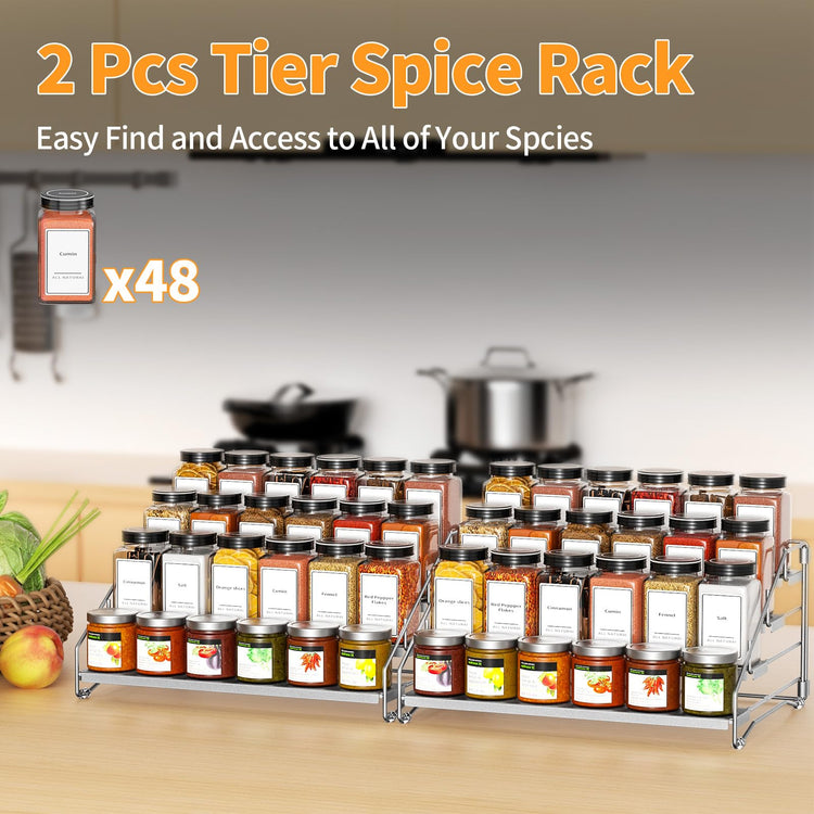 4 Tier Spice Rack for Cabinet (2 Count)