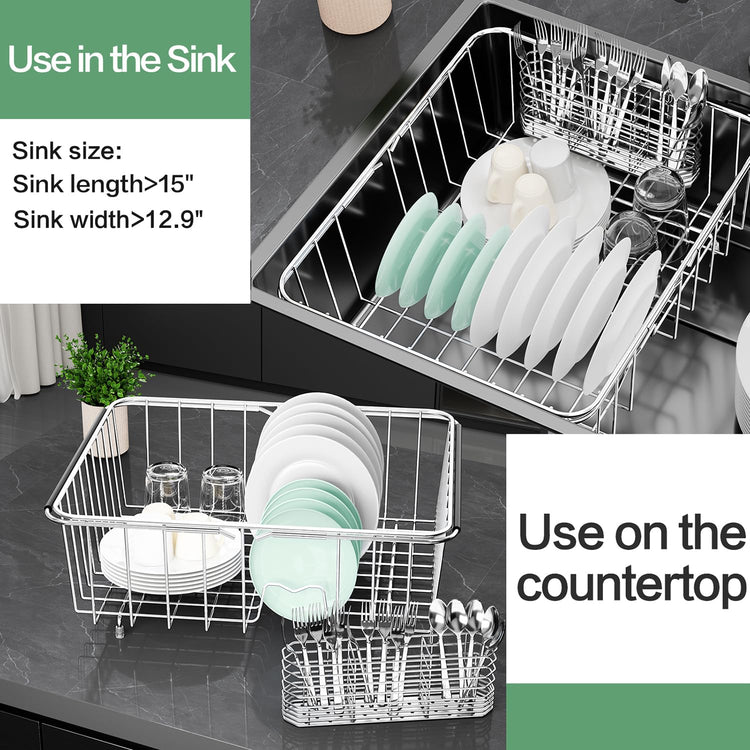 Large Dish Drainer Rack in Sink Adjustable